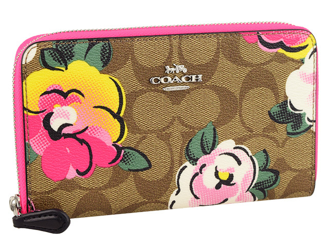 COACH（コーチ） ラウンドファスナ―中長財布 シグネチャー 花柄