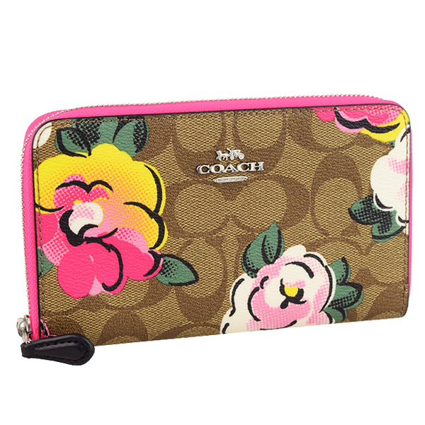COACH（コーチ） ラウンドファスナ―中長財布 シグネチャー 花柄