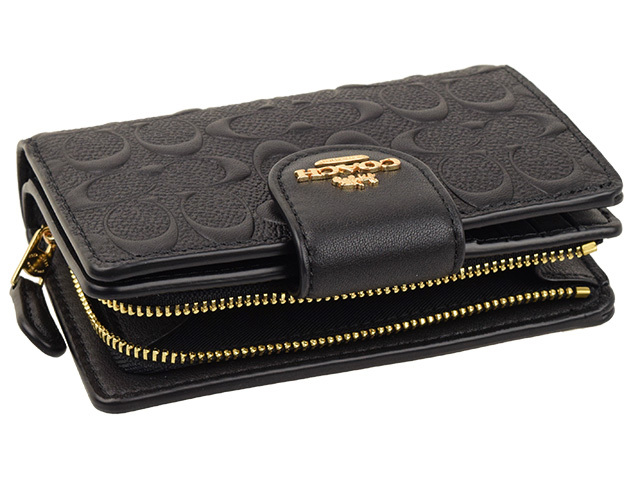 美品 COACH コーチ C5896ウォレット シグネチャー レザー フォレスト 公式】コーチアウトレット | ロング ジップ アラウンド ウォレット