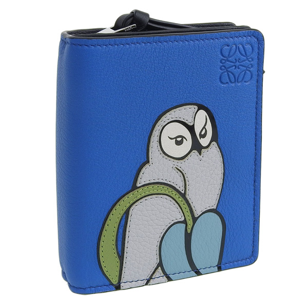 LOEWE ブルーレザー エナメル二つ折り財布