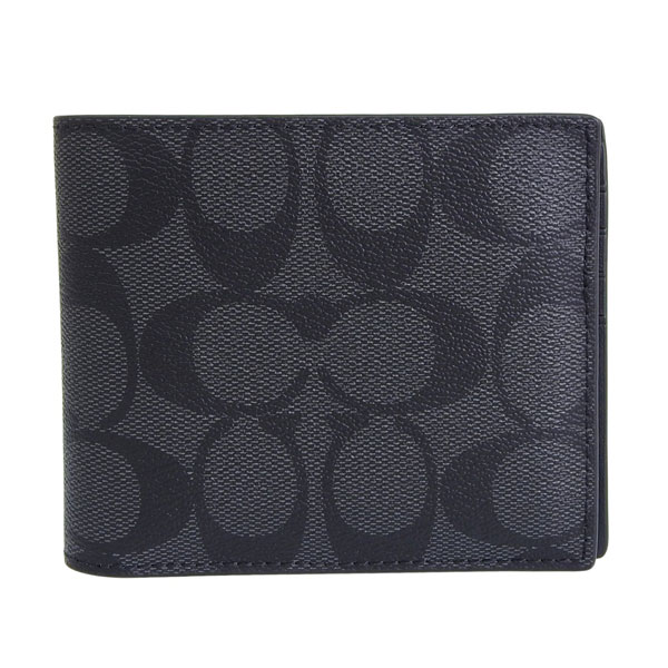 新品　COACH　折り財布　メンズ　ブラック COACH（コーチ） 財布 メンズ 2つ折り 折財布 コンパクト アウトレット