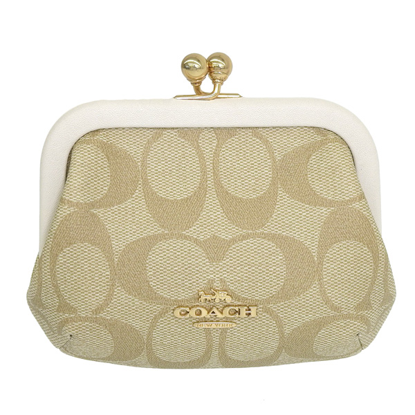 ★ 限定品！ 新品 COACH コーチ ケース 小銭入れ ジャガード COACH（コーチ） コインケース 小物 ライトカーキ アイボリー