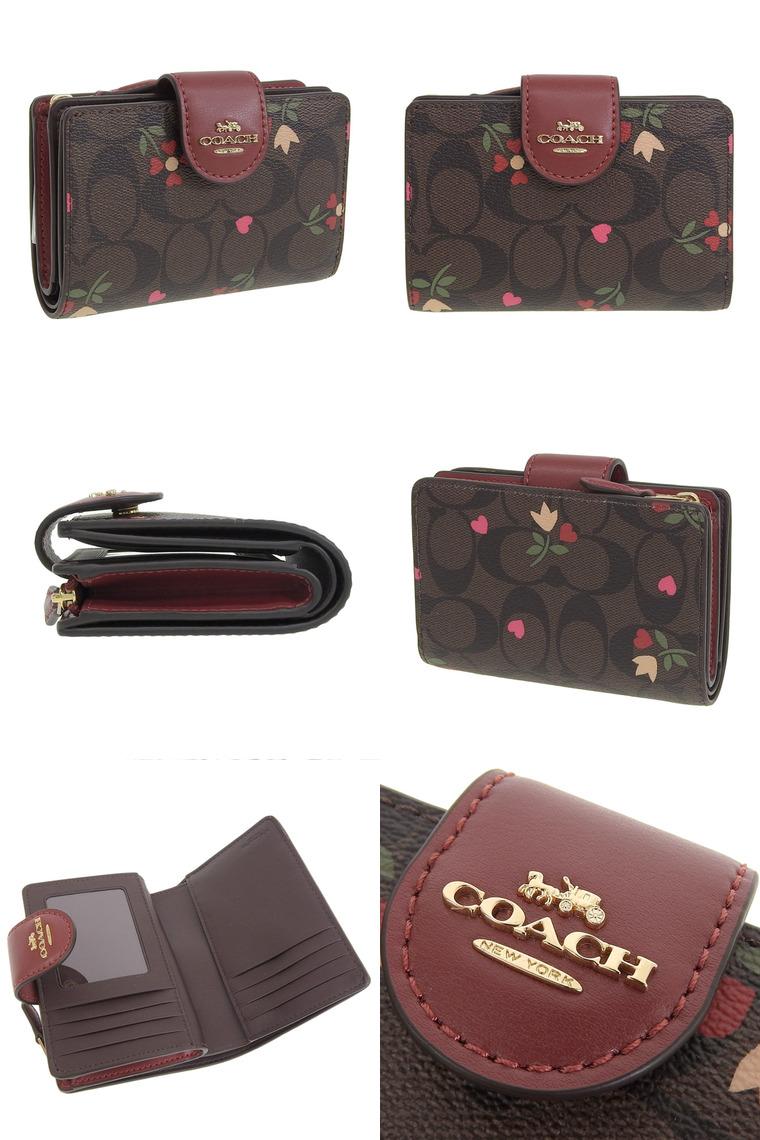 COACH（コーチ） 財布 折財布 二つ折り 財布 ブラウンマルチ