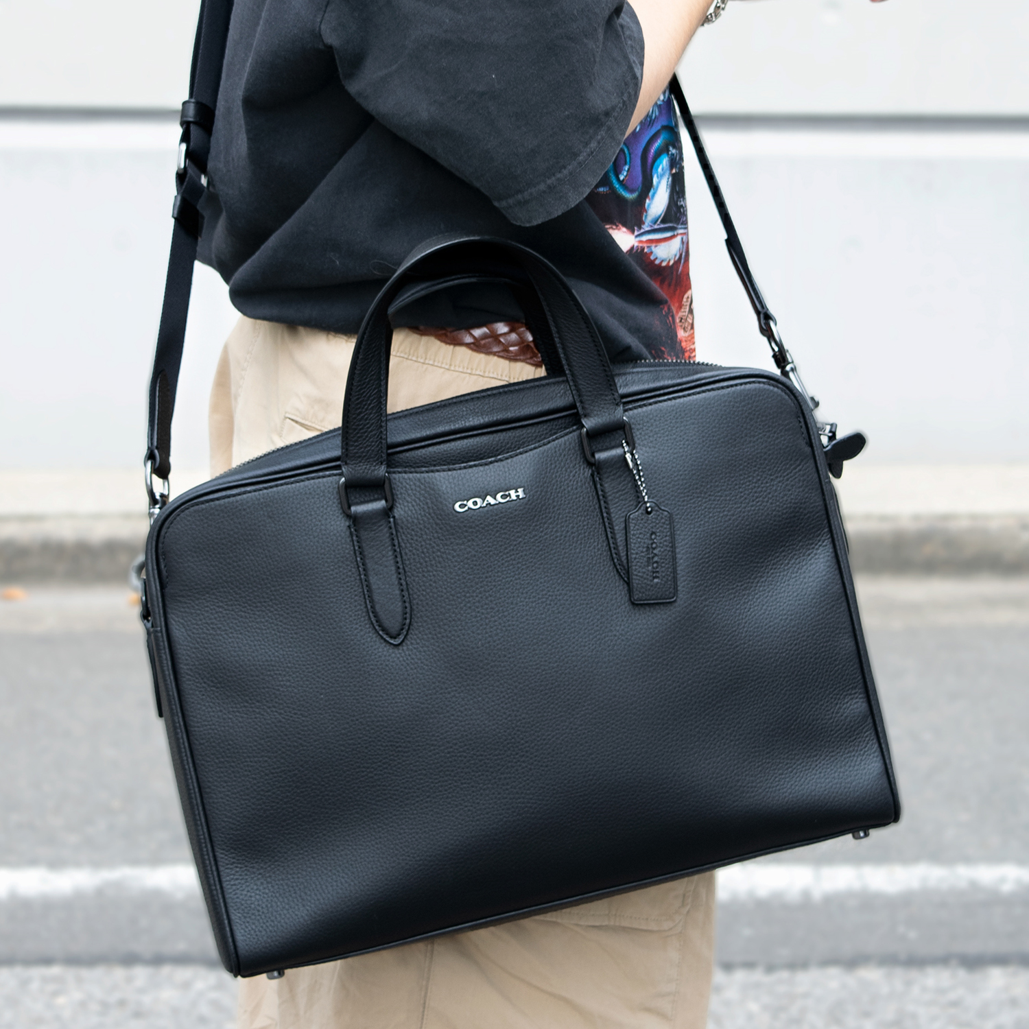 コーチ バッグ メンズ ビジネスバッグ 2WAYブリーフケース A4 アウトレット レザー ブラック C8174 COACH｜riverall-men