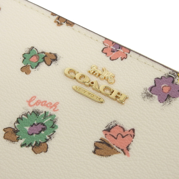 はな　9957  コーチ　長財布　ホワイト×フラワーカラー COACH（コーチ） 花柄 フラワー ラウンドファスナー長財布 PVC