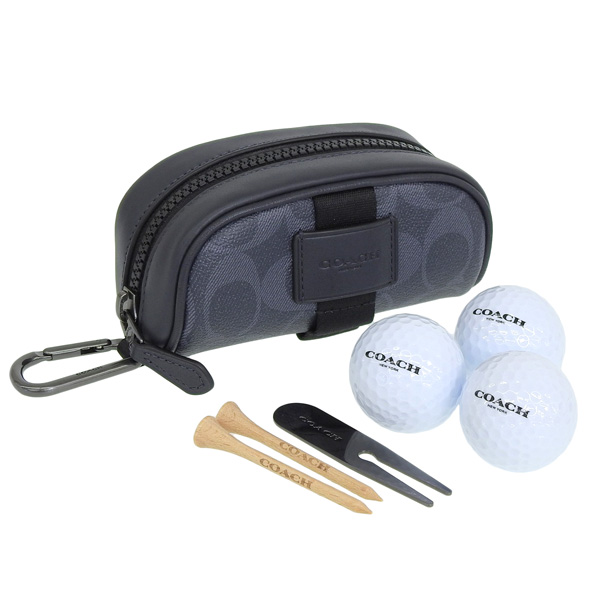 COACH（コーチ） ゴルフボールケース ポーチ バッグ チャコール