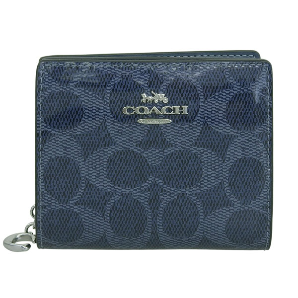 COACH ネイビー 二つ折り財布 保存袋付き COACH コーチ 財布 レディース 2つ折り 折財布 コンパクト