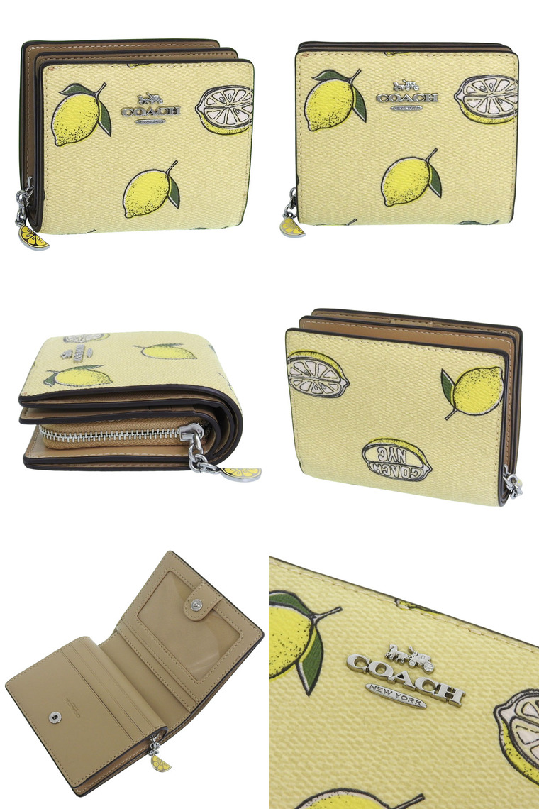 新品 コーチ COACH 2つ折り財布 SNAP WALLET イエロー シルバー COACH（コーチ） 財布 レディース 2つ折り 折財布 コンパクト