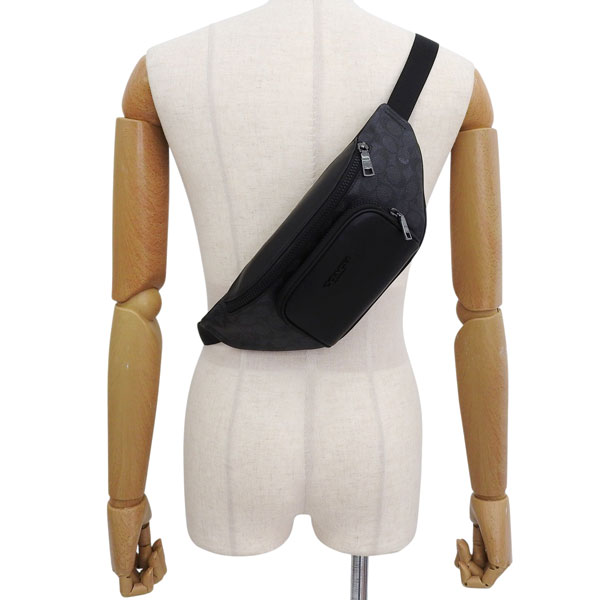 【美品】COACH コーチ ボディバッグ PVC ショルダーバッグ メンズ 黒 COACH（コーチ） バッグ メンズ ショルダーバッグ ボディバッグ