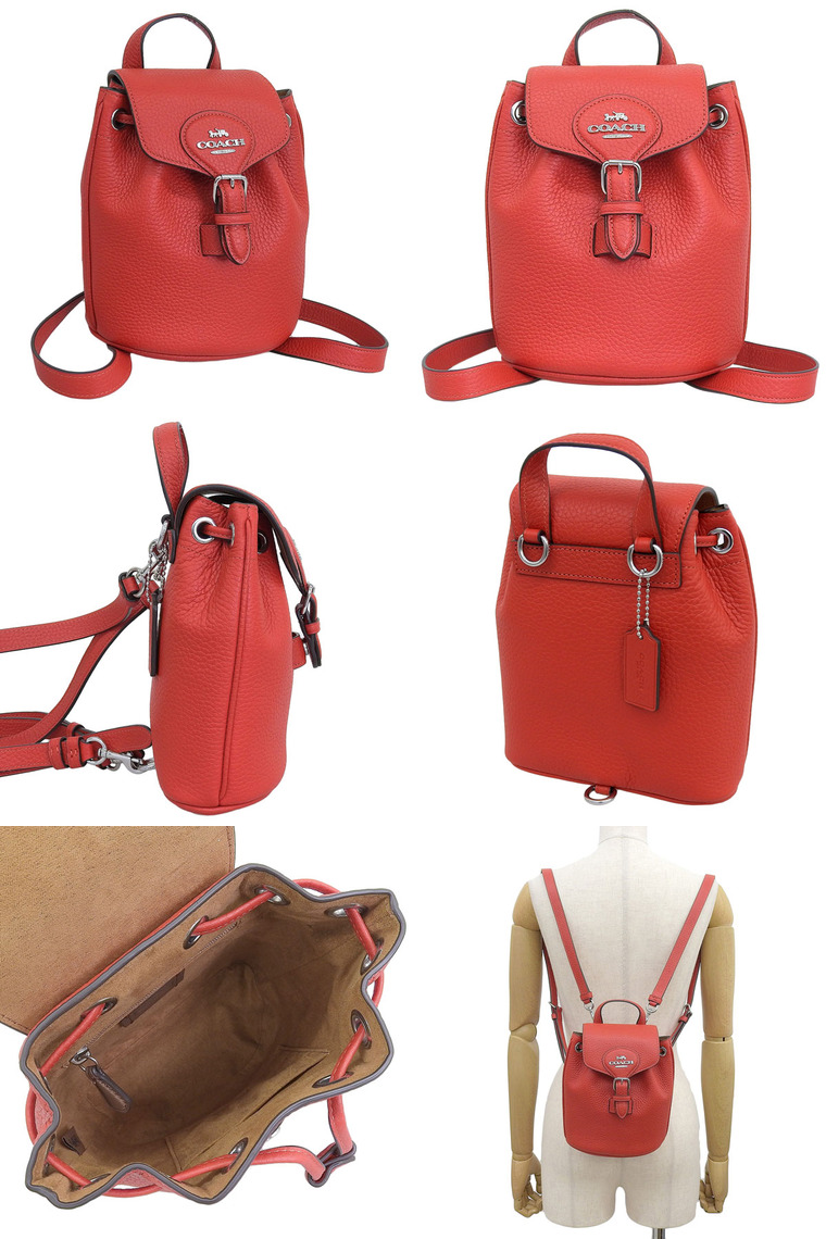 コーチ バッグ レディース 2WAY リュックサック ショルダーバッグ アウトレット レザー レッド アメリア コンバーチブル バックパック LTH AMELIA BP CL408SVRCK COACH 母の日　土日祝も毎日発送します COACH（コーチ） バッグ レディース 2WAY リュックサック ショルダー