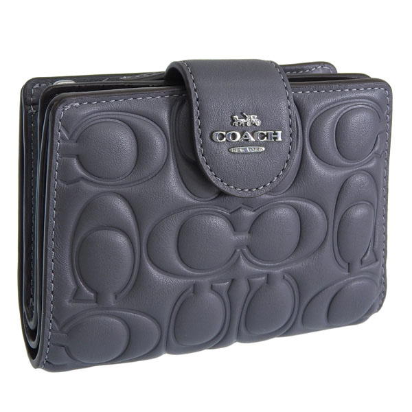 $*$様 COACH 二つ折り財布 グレー COACH（コーチ） 財布 レディース 二つ折り財布 アウトレット レザー