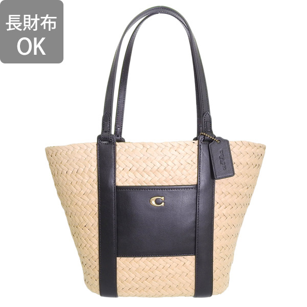 コーチ バッグ レディース トートバッグ ストロー レザー ベージュブラック スモール ストローポケットトート SM STRAW PTOTE CQ788B4NA COACH｜riverall-men｜02