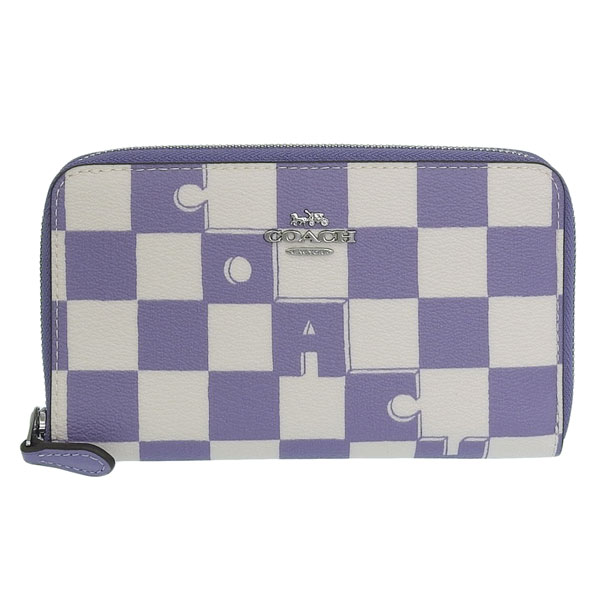 【新品未使用】COACH コーチ長財布　チェッカーボード　パープル COACH（コーチ） 財布 レディース 長財布 アウトレット ライト