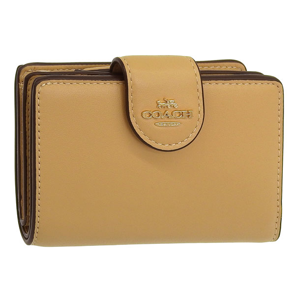 新品☆COACH コーチ　折り財布　ベージュ　レザー 折り財布 COACH（コーチ） 財布 レディース 2つ折り 折財布 コンパクト