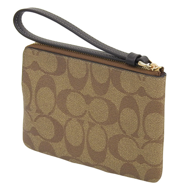 新品　COACH コーチ　ラージコーナージップ　リストレット　ライトカーキ COACH - 新品 コーチ COACH ポーチ ラージ コーナージップ