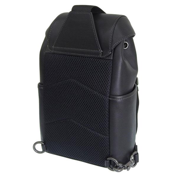 美品　コーチ　リュック　ショルダーバッグ　ワンショルダー　シボ革　ブラック　黒 COACH（コーチ） バッグ メンズ ショルダーバッグ ボディバッグ
