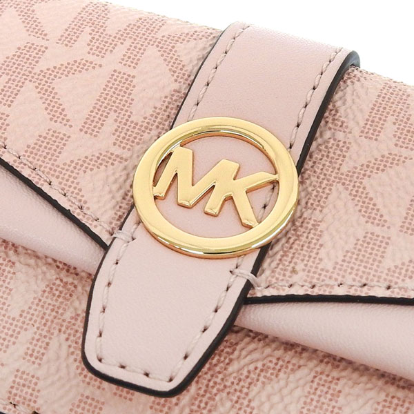 (新品未使用品)大人気、マイケルコース、ミニ財布、人気色、白、茶、金ロゴ、PVC MICHAEL KORS（マイケルコース） 特価 財布 レディース 3つ折り 折財布