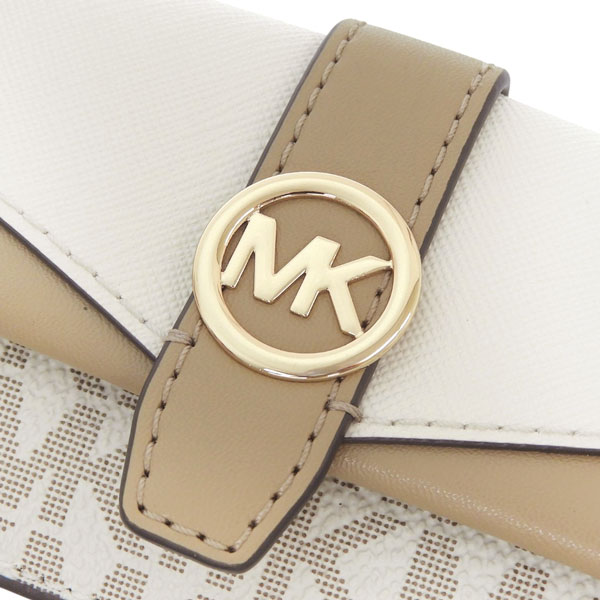 【新品未使用】マイケルコース 三つ折り財布 ホワイト/ベージュ MICHAEL KORS（マイケルコース） 財布 レディース 3つ折り 折財布 ミニ