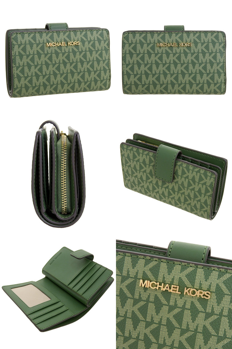 新品 MICHAEL KORS 折り財布 ライトグリーン 二つ折り財布 MICHAEL KORS（マイケルコース） 財布 レディース 2つ折り 折財布