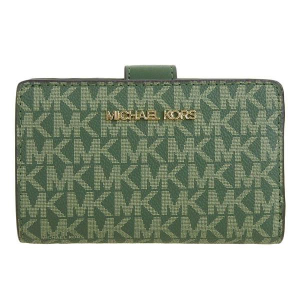 MICHAEL KORS グリーン 二つ折り財布 中古・古着通販】MICHAEL KORS (マイケル・コース) 2つ折り財布