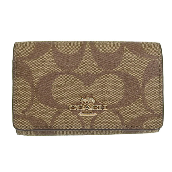 【在庫処分】新品 コーチ coach キーケース ベージュ PVC COACH コーチ キーケース シグネチャー ファイブリング ベージュ