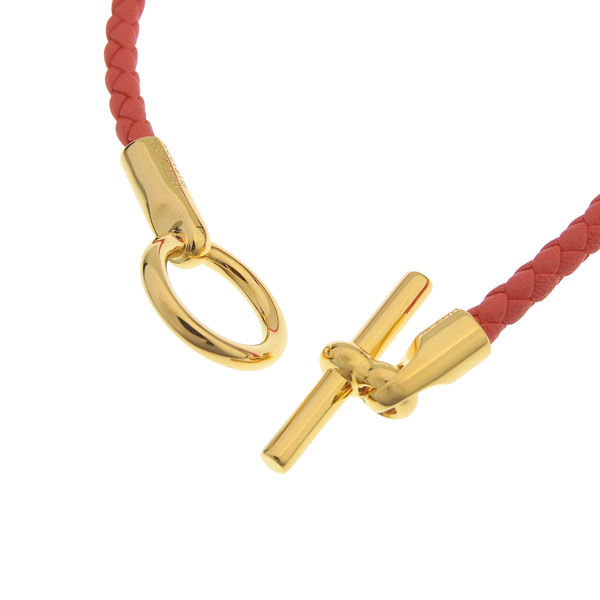 エルメスレザー ゴールド フックブレスレット HERMES - 【6jdb0814】エルメス ブレスレット ジャンボフック GPメッキ