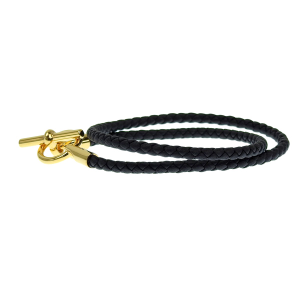 HERMES エレガントブレスレット ブラック/ゴールド HERMES エルメス ブレスレット レディース アクセサリー
