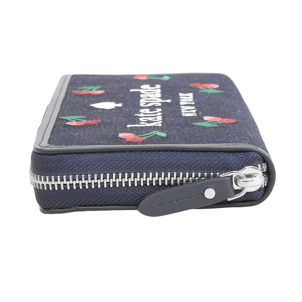 セールkate spade Ellaチェリー刺繍デニムジップ長財布 kate spade NEW YORK ケイトスペード KATE SPADE ELLA CHERRY