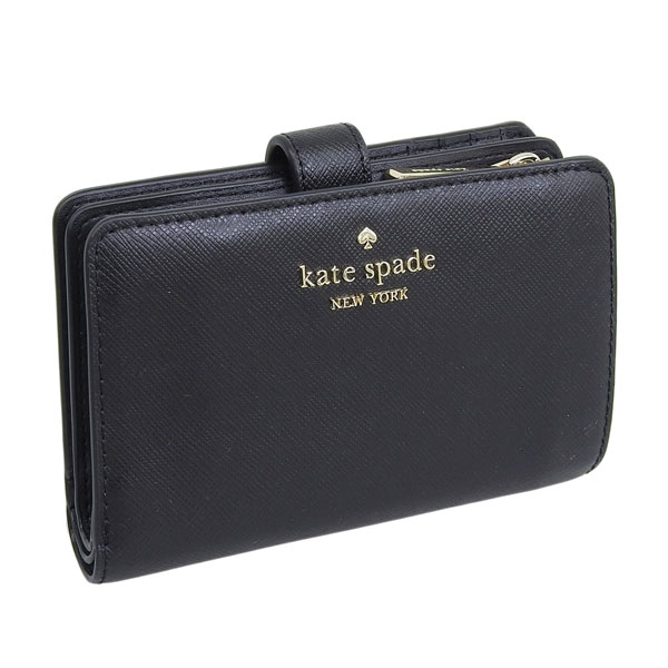 ケイトスペード 財布 レディース 二つ折り財布 アウトレット レザー ブラック medium compact bifold wallet KC580-001 KATE SPADE｜riverall-men