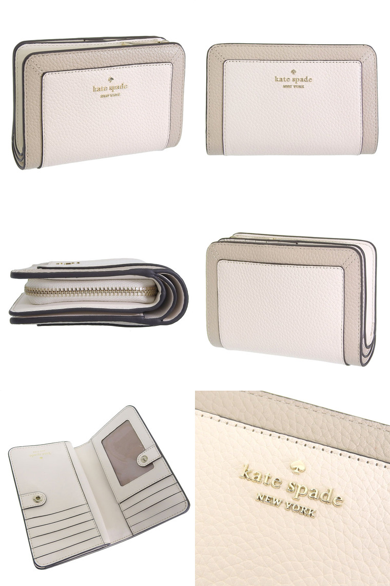 Kate Spade New York 二つ折り財布 ベージュ・ホワイト kate spade NEW YORK ケイトスペード 財布 レディース 2つ折り