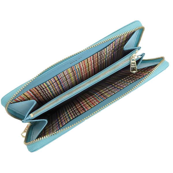 【Paul Smith】ポールスミス三つ折り財布ネイビー マルチストライプレザー Paul Smith（ポール・スミス） 財布 メンズ 長財布 マルチストライプ