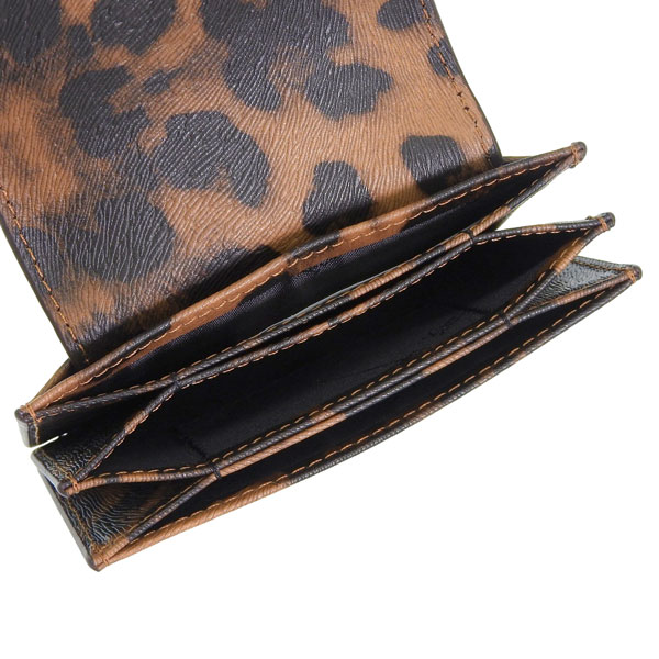 マーティンキム カードケース レディース レザー ブラウン レオパード