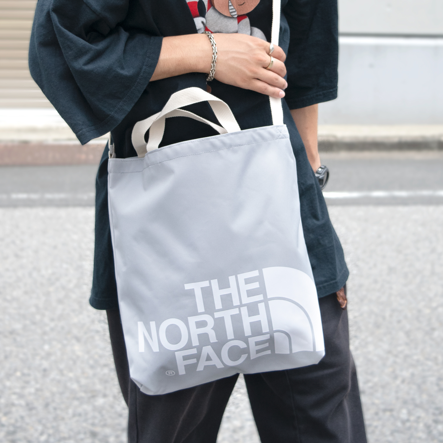 ノースフェイス バッグ レディース 2WAY トートバッグ ONE ライトグレー NN2PP07M THE NORTH FACE A4対応 韓国限定  ホワイトレーベル