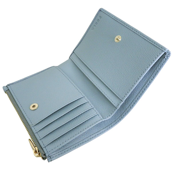 FURLA 二つ折り財布 ブルー レザー　美品 FURLA（フルラ） 財布 レディース 2つ折り 折財布 コンパクト