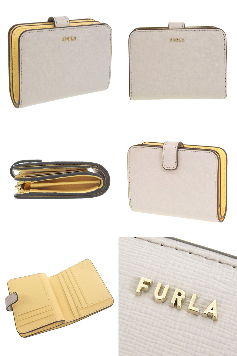 【新品未使用】FURLA BABYLON 二つ折り財布 パールホワイト×イエロー FURLA（フルラ） FURLA BABYLON 財布 折財布 二つ折り 財布 パール