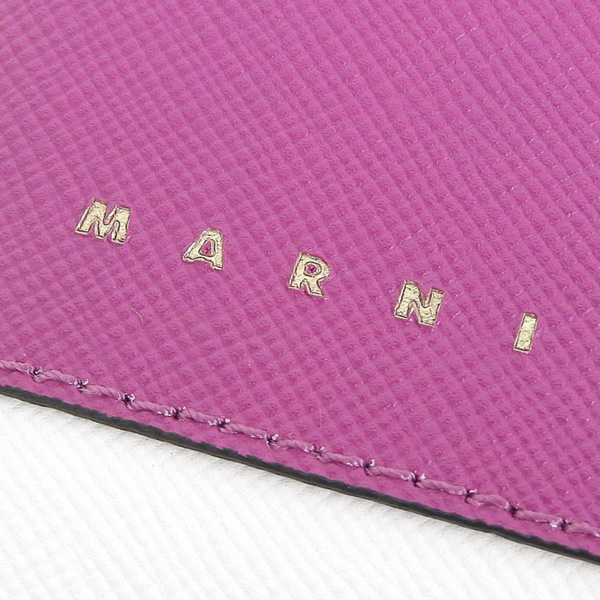 MARNI（マルニ） 財布 折財布 二つ折り 財布 レザー パープル ホワイト