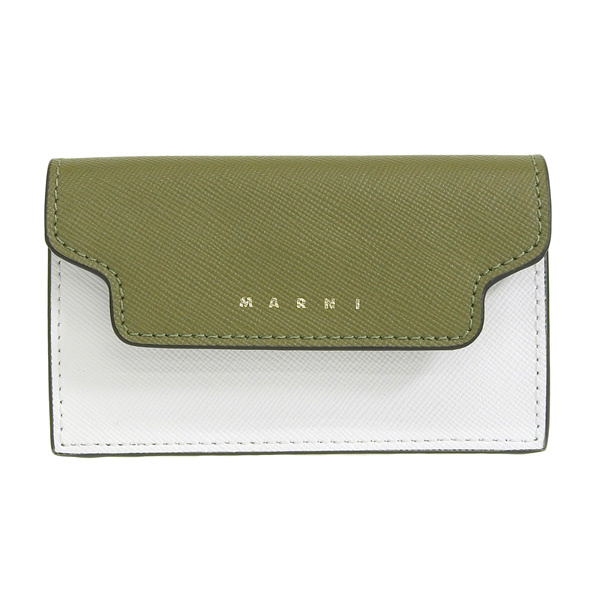 MARNI（マルニ） カードケース 名刺入れ レザー グリーン ホワイト
