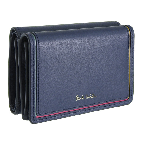 Paul Smith 3つ折財布 本革 レザー ネイビー W08331 新品 pwd654-30a.jpg
