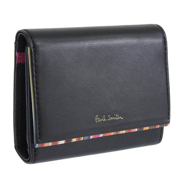 ✨Paul Smith✨ポールスミス✨三つ折り財布✨ブラック✨エンボスレザー✨✨️ Paul Smith（ポール・スミス） 財布 レディース 三つ折り財布