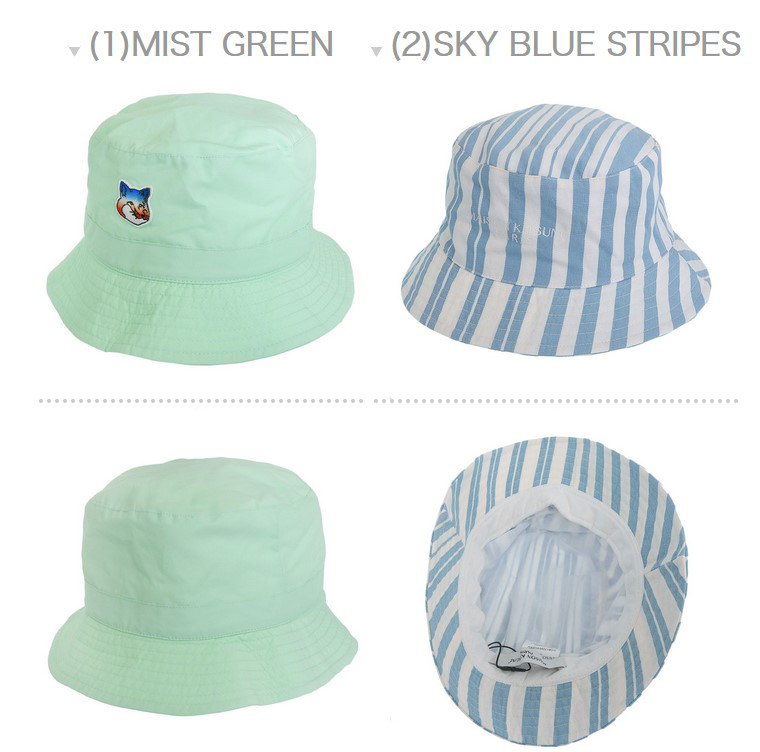 メゾンキツネ 刺繍ストライプ柄 バケットハット ユニセックス MAISON KITSUNE（メゾン キツネ） 特価 帽子 メンズ レディース
