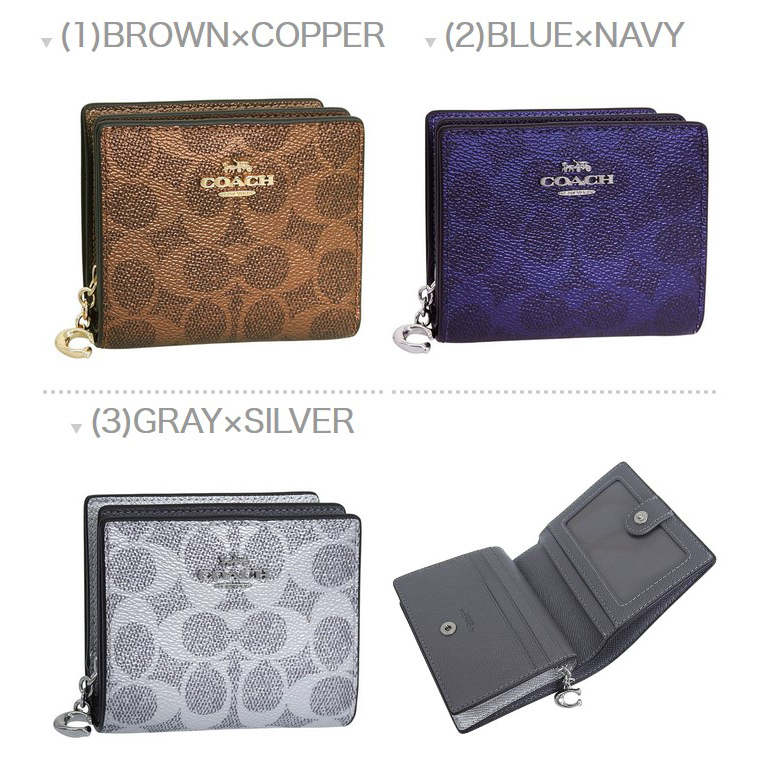 COACH ネイビー 二つ折り財布 保存袋付き COACH（コーチ） 財布 レディース 2つ折り 折財布 アウトレット PVC