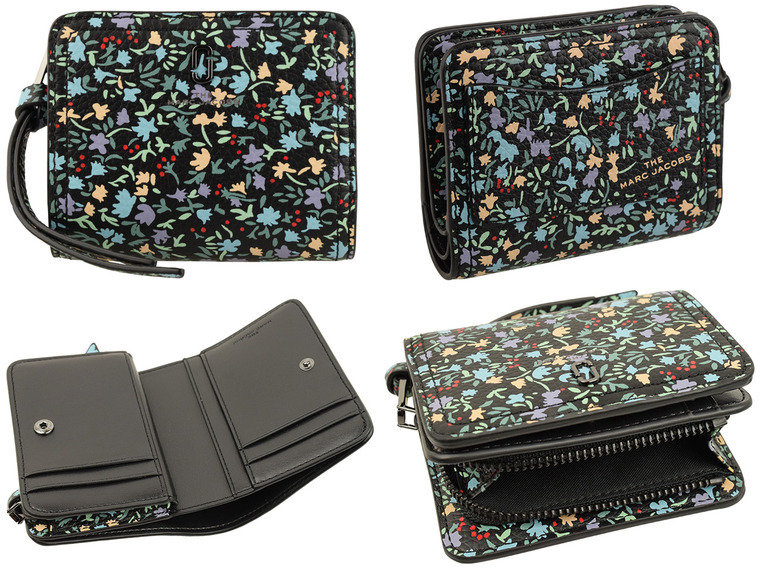 MARC JACOBS 折り財布　黒　花柄　未使用品　巾着袋付き MARC JACOBS（マーク・ジェイコブス） 二つ折り財布 花柄 s110l01sp21
