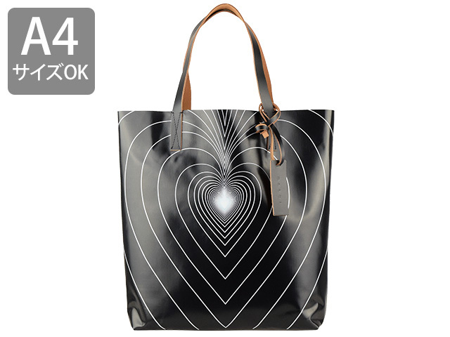 MARNI MARKET トートバッグ ブラック ハート柄 MARNI（マルニ） バッグ トートバッグ ハート柄 shmq0000a4 : FASCINO