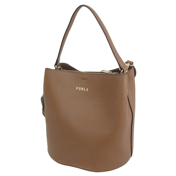 美品　フルラバケット型チェーンバッグ　ブラウン 中古・古着通販】FURLA (フルラ) バケットバッグ ブラウン｜ブランド