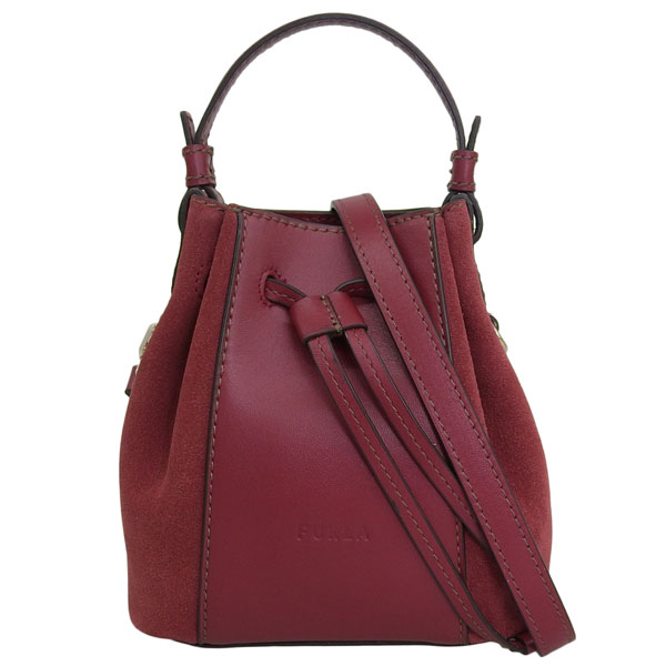 【ほぼ未使用の美品】　くすみピンク　巾着型バッグ　フルラ　正規品 FURLA ハンドバッグ ピンク レア 保存袋付き（フルラピンク