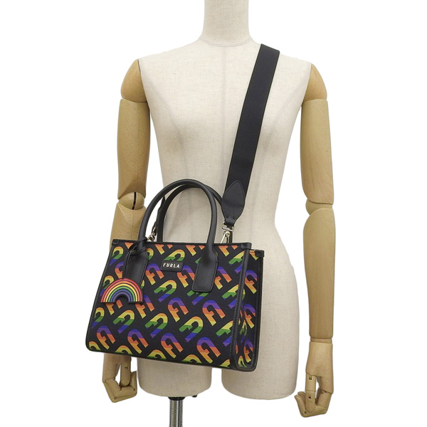 フルラ バッグ レディース 2WAY ショルダーバッグ アウトレット キャンバス ブラックマルチ AFRODEITE TOTE S WB00753BX2009MT000 FURLA 母の日　土日祝も毎日発送します FURLA（フルラ） バッグ レディース トートバッグ 2WAY ショルダー