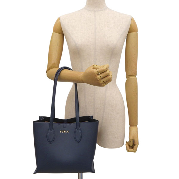 ネイビー トートバッグ　フルラ 新品】FURLA フルラ レザー トートバッグ ネイビー 高級感 上品 通勤