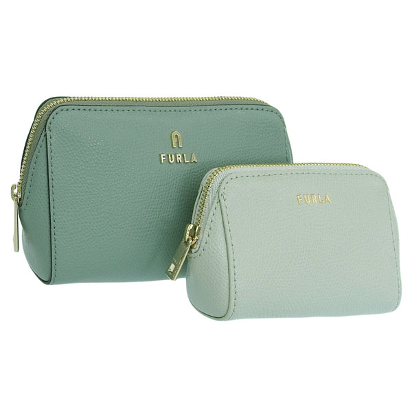 フルラ コスメポーチ 化粧ポーチ レディース アウトレット レザー グリーン カメリア FURLA CAMELIA COSMETIC CASE M WE00453ARE0002052S