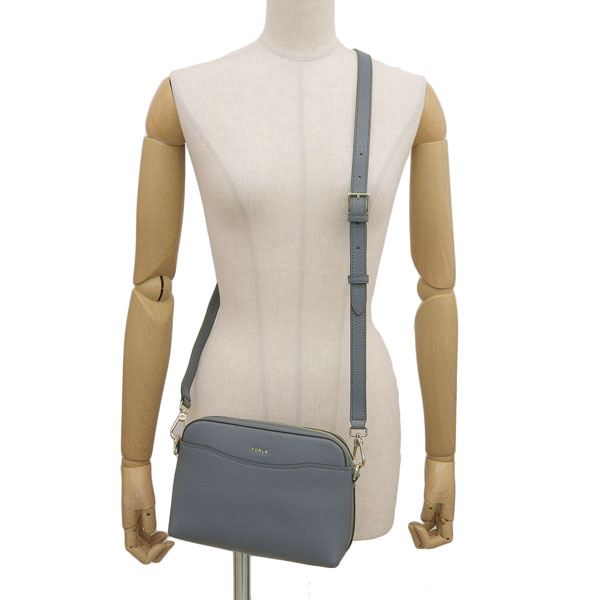 【美品】 フルラ ショルダーバッグ グレー ターンロック レザー チャーリー FURLA（フルラ） バッグ レディース ショルダーバッグ アウトレット