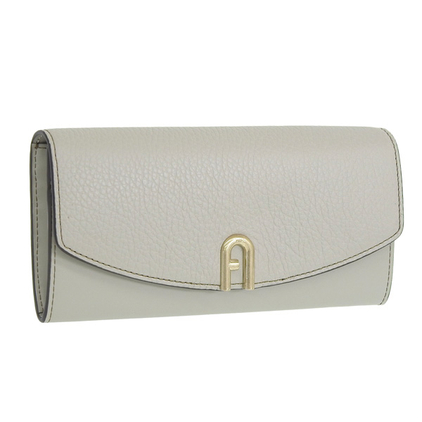 新品未使用・フルラ・フラップ長財布・スタッコグレー FURLA（フルラ） 財布 レディース 長財布 レザー グレー PRIMULA